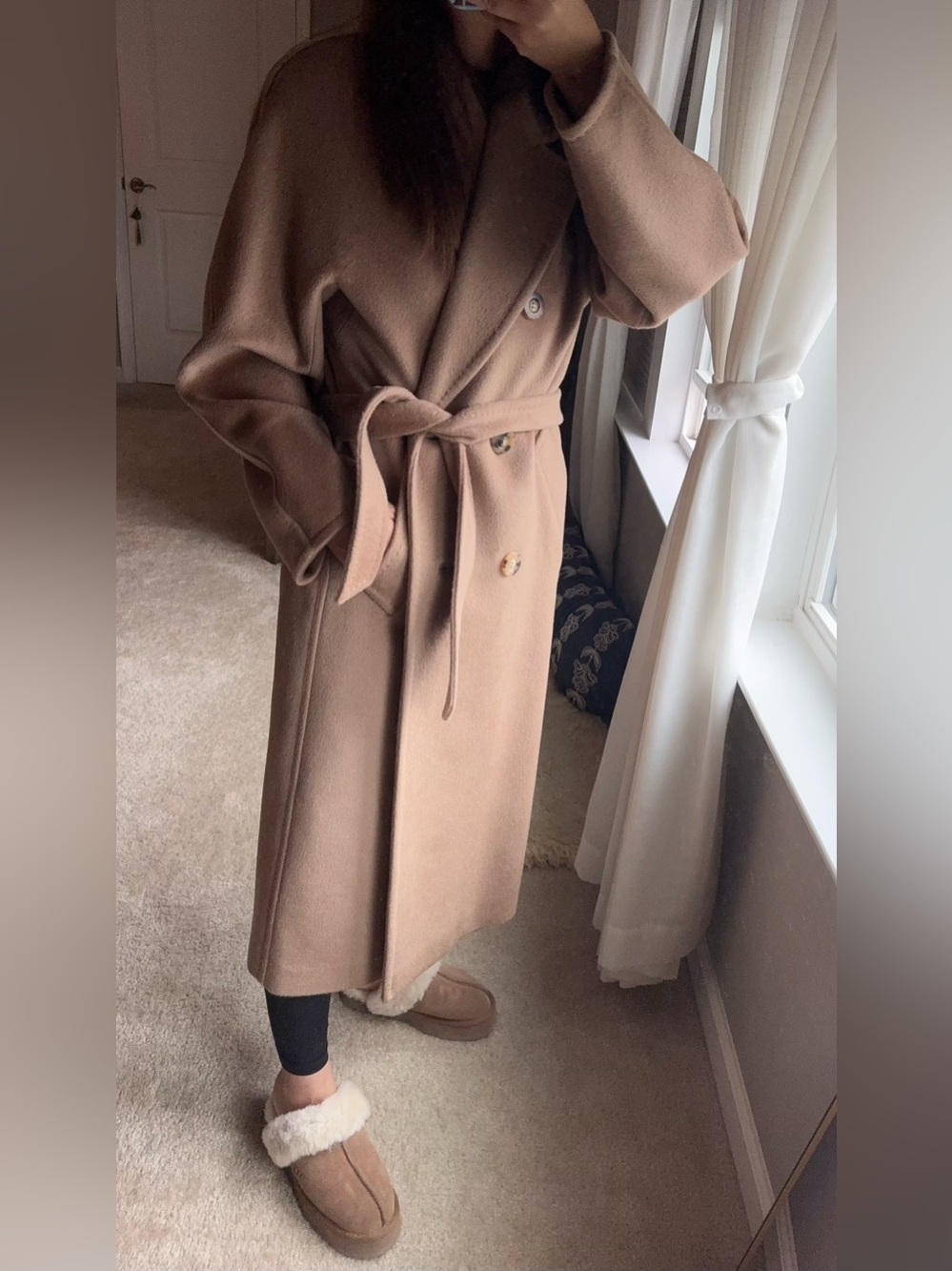 KEIGAN tailor made women Camel Double-Breasted Wool Pea Coat 101801 style